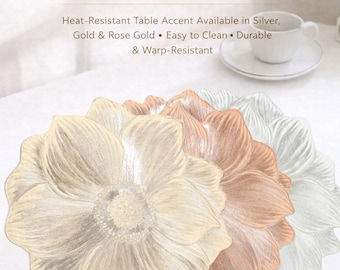 3D-Sonnenblumenform-Luxus-Tischset, metallisches Tischset, elegantes Ess-Akzent-Set, hitzebeständiges Tischset, moderne Housewarming-Dekorgeschenke
