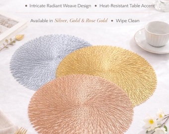 3D Filigree Weave Tischset, Metallic Luxus Tischset, Elegante Essakzente, hitzebeständige Tischset, Moderne Housewarming Dekoration Geschenke