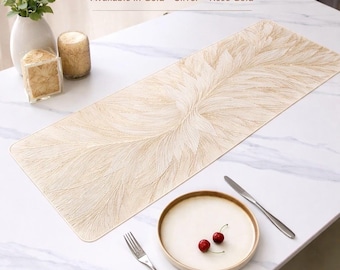 Feather Flow Tischläufer, Luxus Esstisch Herzstück, Elegante Housewarming Geschenkidee, Hochzeit Dinning Decor, Dinner Party Dekoration