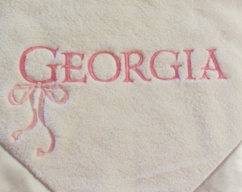 Baby Blanket Custom Personalized Name and Bow Baby Blanket