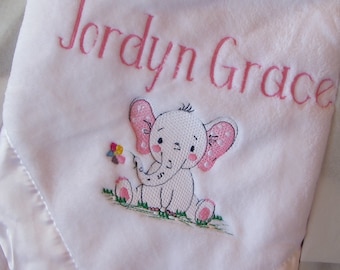 Custom Personalized Elephant Baby Blanket