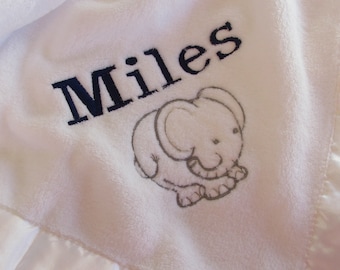 Baby Blanket Elephant Personalzied Name and Elephant Soft Baby Blanket