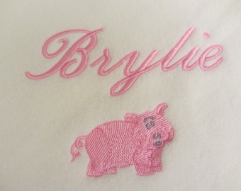 Baby Blanket Personalized Name and Pink Pig Blanket