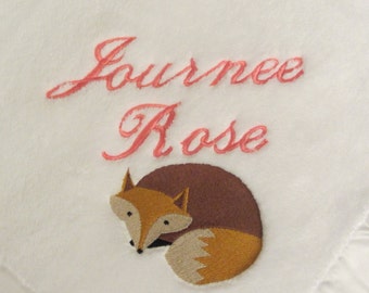 Baby Blanket Personalized Name and Fox Blanket