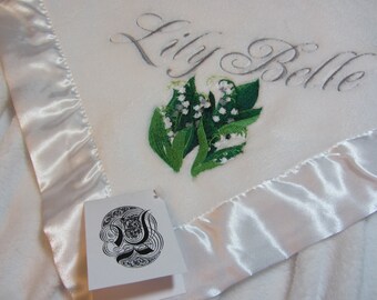 Baby Blanket Lily of the Valley Personalized Baby Blanket