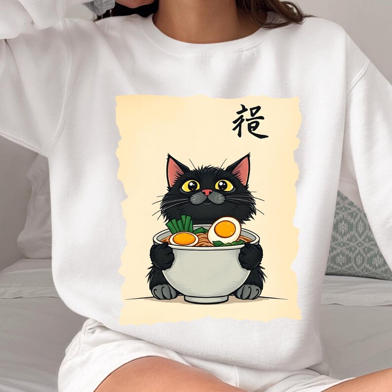 Kawaii Cat Anime Png, Cat Ramen Japanese Funny Graphic Tee, Japanese ...