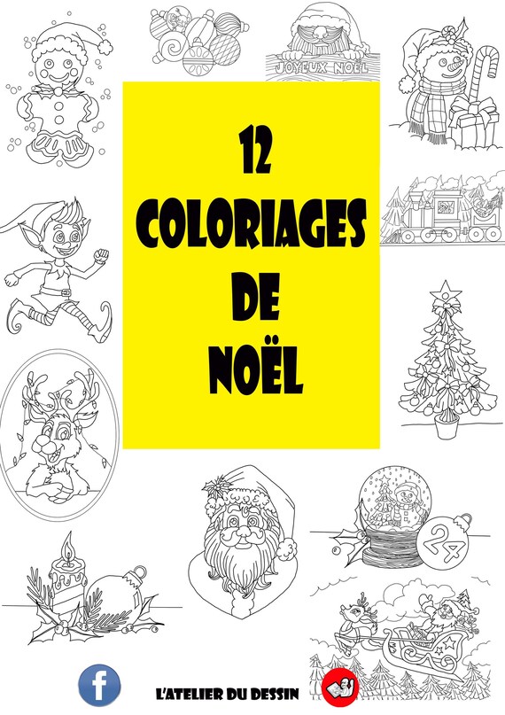 Album de coloriages de Noël ,Livret de coloriage imprimable,Livre de coloriage digital,pour enfants.