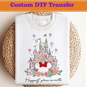 Happiest Place on Earth Ready To Press, Magical Castle DTF Transfer, Disney Floral Castle DTF Print, Magical Kingdom DTF, Family Shirt Dtf