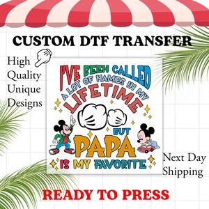 Mickey Father&#39;s Day DTF Transfer, Ready to Press | Heat Transfer, T shirt Transfer, Direct to Film Ready to Press, Fathers Day DTF, Daddy