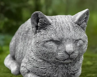 石の猫の置物 屋外用子猫像 コンクリート製ペット記念装飾 庭の猫の