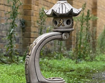 Escultura de pagoda con linterna única, estatua de pagoda para exteriores, figura de jardín zen, decoración asiática y japonesa, lámpara oriental de cemento, adorno tranquilo