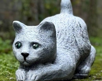 石の眠っている猫の彫刻 コンクリートの子猫の置物 記念子猫の像 庭の