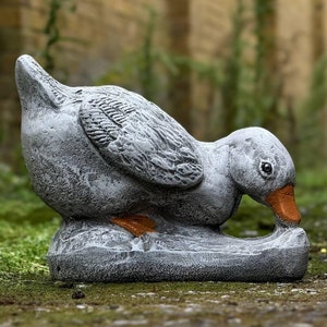 Stone goose statue Outdoor duck decor Concrete goose ornament Bird yard sculpture Farm animal sculpture Waterfowl lawn art Duck lover gift