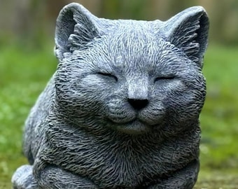 Stone sleeping cat statue Concrete kitten decoration Cement memorial cat ornament Pet lover gift Garden and home decoration Lawn ornament