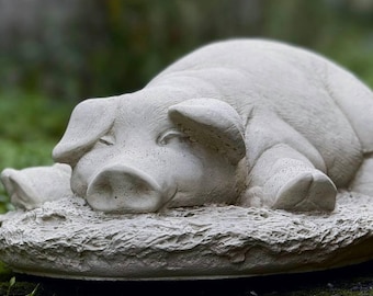 Beton slapend varken sculptuur Stenen boerderij dier sculptuur boerderij decoratie Cement varken ornament Outdoor tuinkunst Cadeau huisdier lover