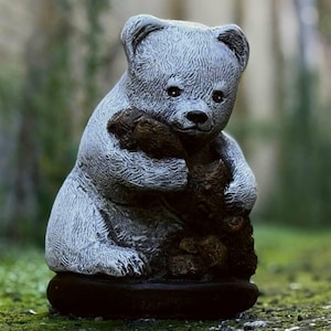 Concrete bear hug statue Adorable garden and home decoration Cement bear figurine Outdoor animal sculpture Stone yard ornament Lover gift