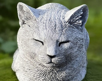 庭の子猫の像 コンクリートの子猫の置物 セメントの記念品 屋外の