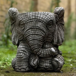 Elephant planter concrete figurine Trunk down garden pot Cement animal planter decoration Unique elephant vase ornament  Elephant lover gift