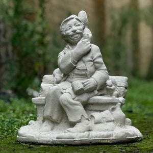 Concrete elderly man with bird figurine Stone garden and home statue Cement man with bird  ornament Outdoor garden and home decoration Gift
