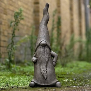Nordic gnome sculpture Concrete garden elf decor Cement dwarf ornament Indoor outdoor Whimsical long gnome accent Lawn ornament Lover gift