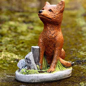 Unique fox figurine Concrete fox sculpture Stone baby fox figurine Garden animal ornament Wildlife decoration Fox lover gift Nature art