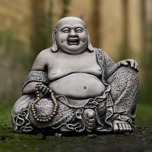 Ogromna figurka śmiejącego się Buddy Kamienny ogród i wystrój domu Rzeźba ogrodowa zen Prezent medytacyjny Posąg szczęśliwego Buddy Ozdoba Feng Shui