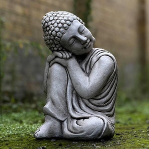 Kamienna statua Buddy Betonowa dekoracja Buddy do medytacji Ogród Zen i domowa rzeźba Japońska i tradycyjna ozdoba Prezent dla miłośnika Buddy