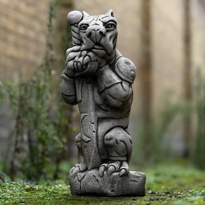 Medieval gargoyle warrior statue Stone gothic protector Garden guardian sculpture Outdoor gothic decoration Fantasy yard accent Lover gift
