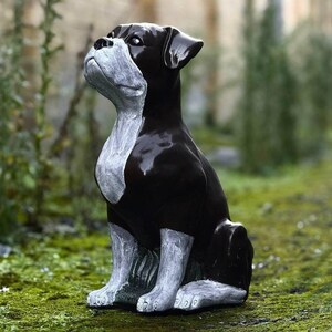 Stone Boxer dog figurine Outdoor Boxer dog sculpture Cement Dog decor Pet memorial sculpture Outdoor yard decoration Dog grave marker statue