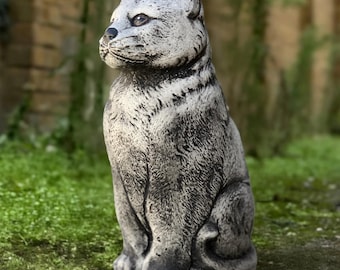 石の眠っている猫の彫刻 コンクリートの子猫の置物 記念子猫の像 庭の