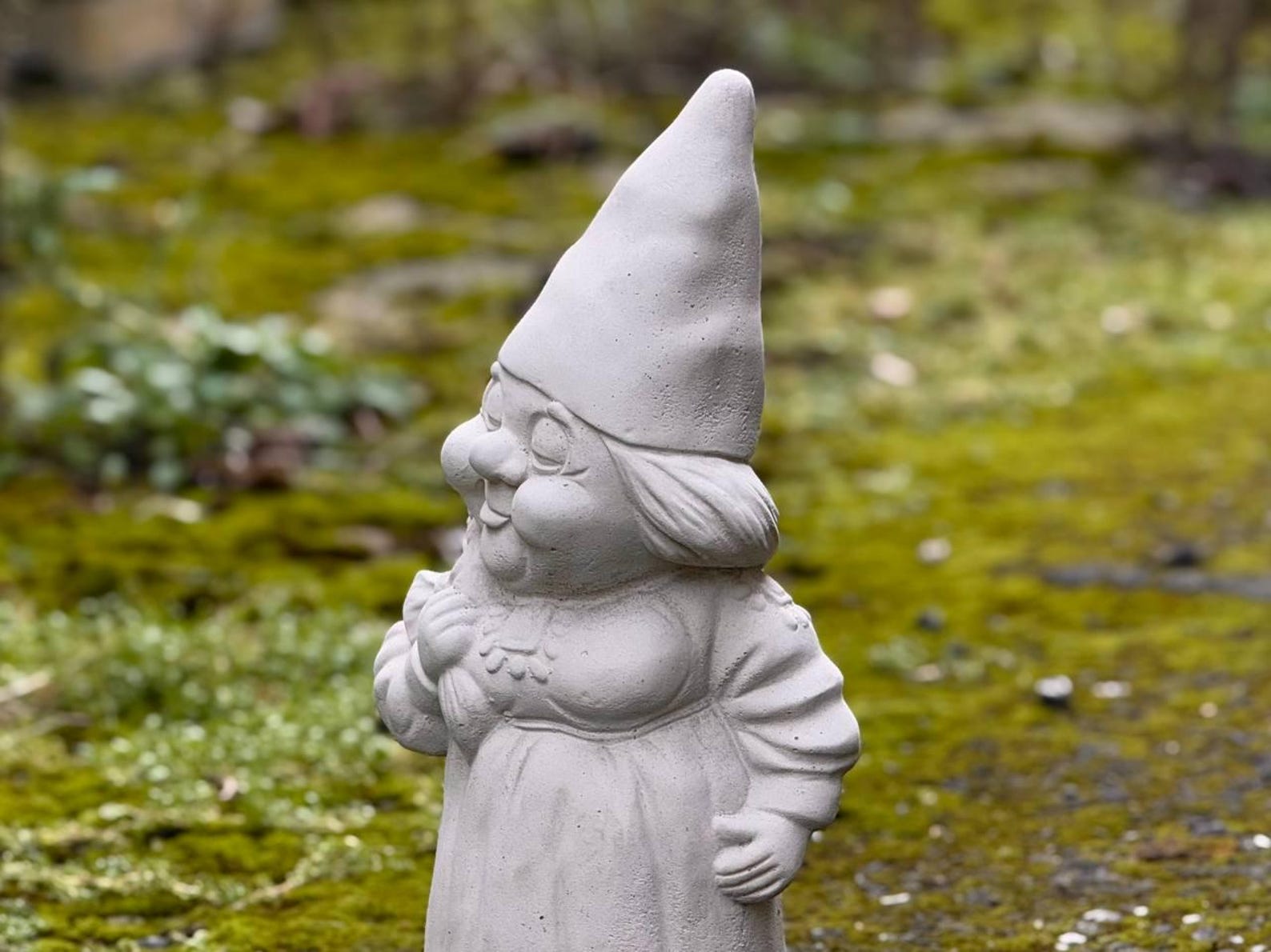 Garden Gnome Statue Concrete Elf Decoration Stone Troll Figurine Yard ...