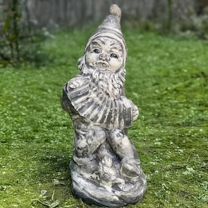 Musician gnome sculpture Concrete gnome statue Stone troll ornament Cement animal decoration Gnome lover gift Yard art Garden figurine