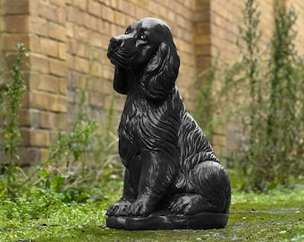 Garden Spaniel dog figurine Stone memorial Cocker spaniel Custom dog decor Animal ornament Outdoor dog statue Spaniel lover gift Yard art