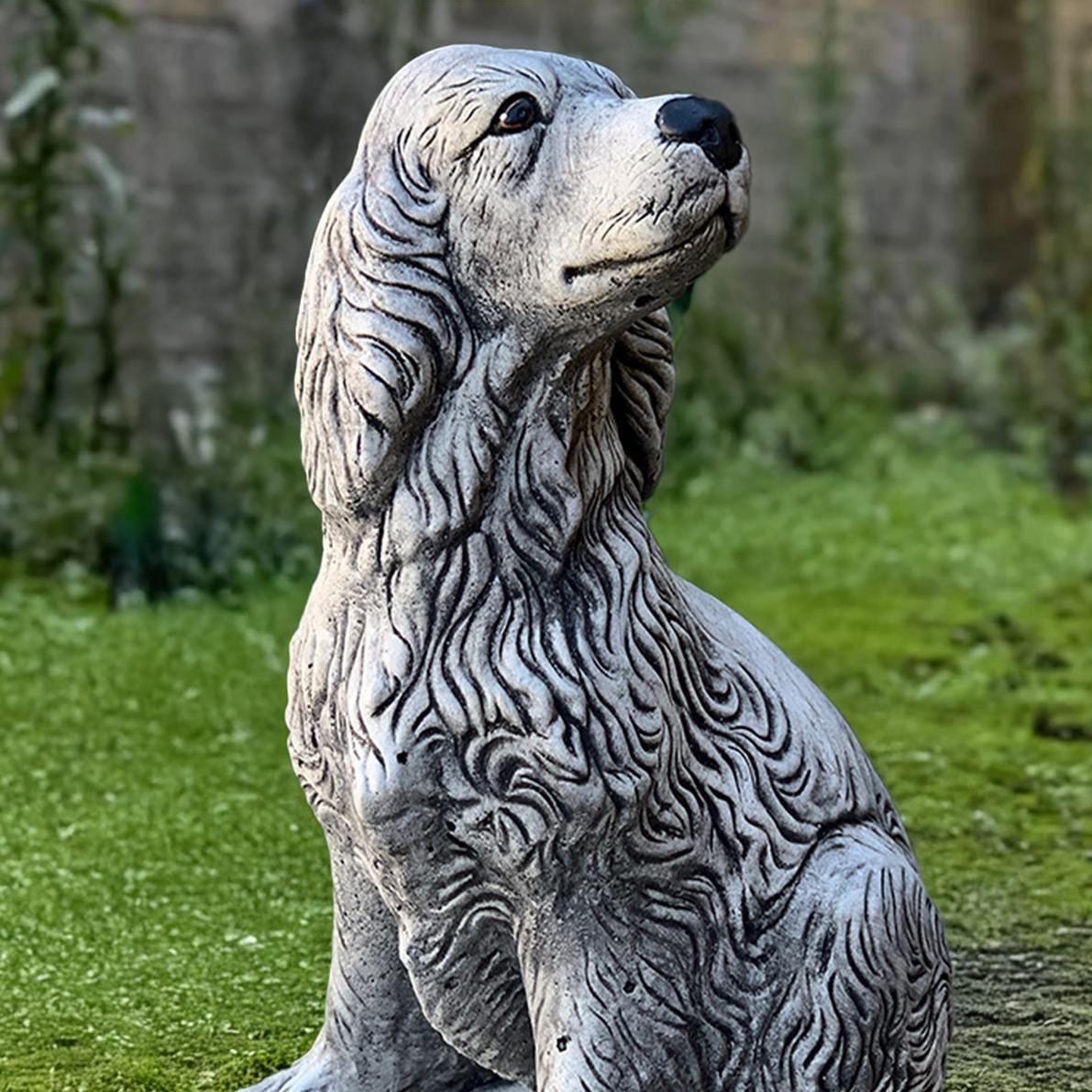 Large Cocker Spaniel Dog Statue Stone Spaniel Sculpture Concrete