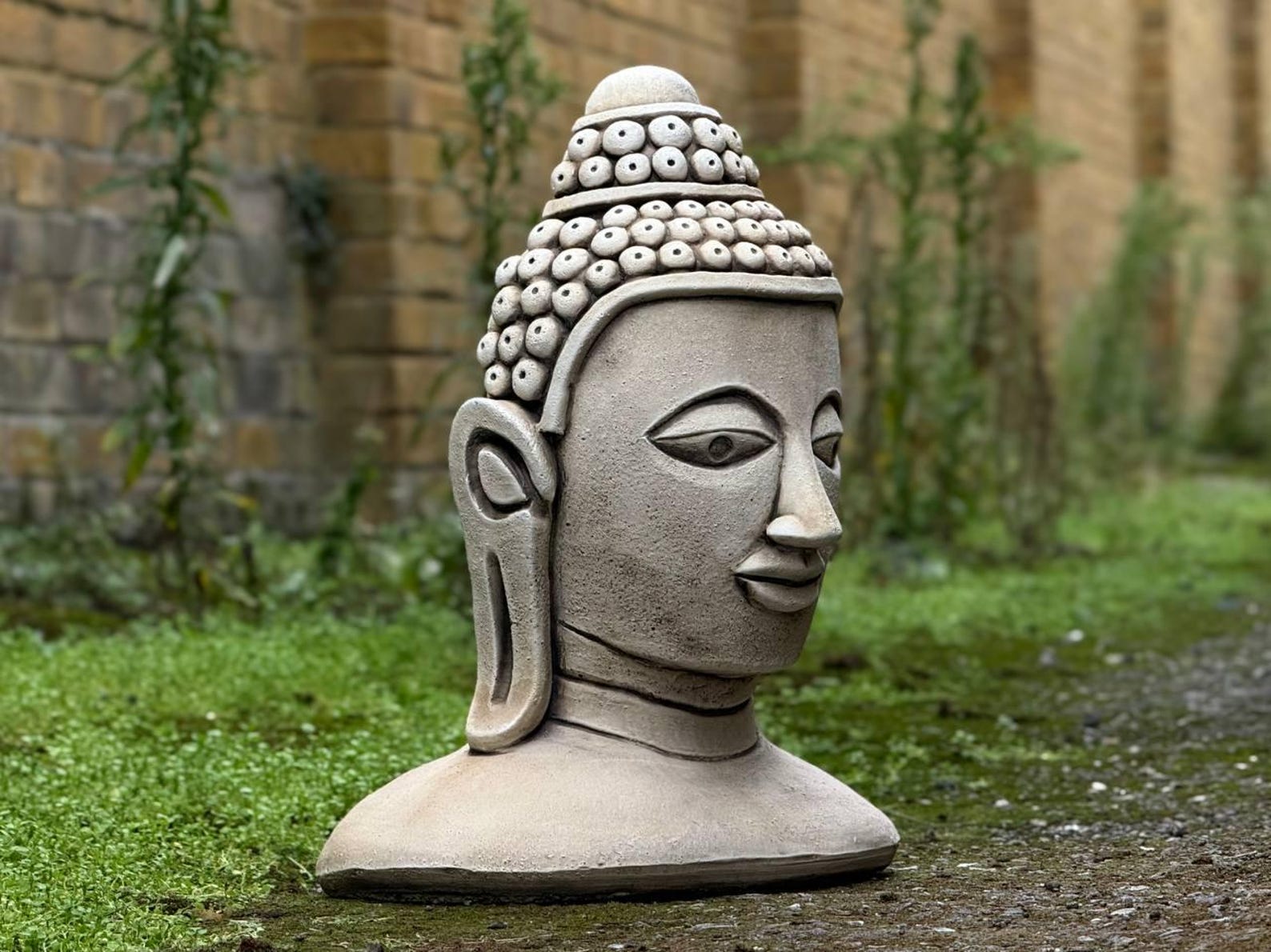 Large Head Buddha Statue Meditation Bust Sculpture Tranquil Outdoor ...