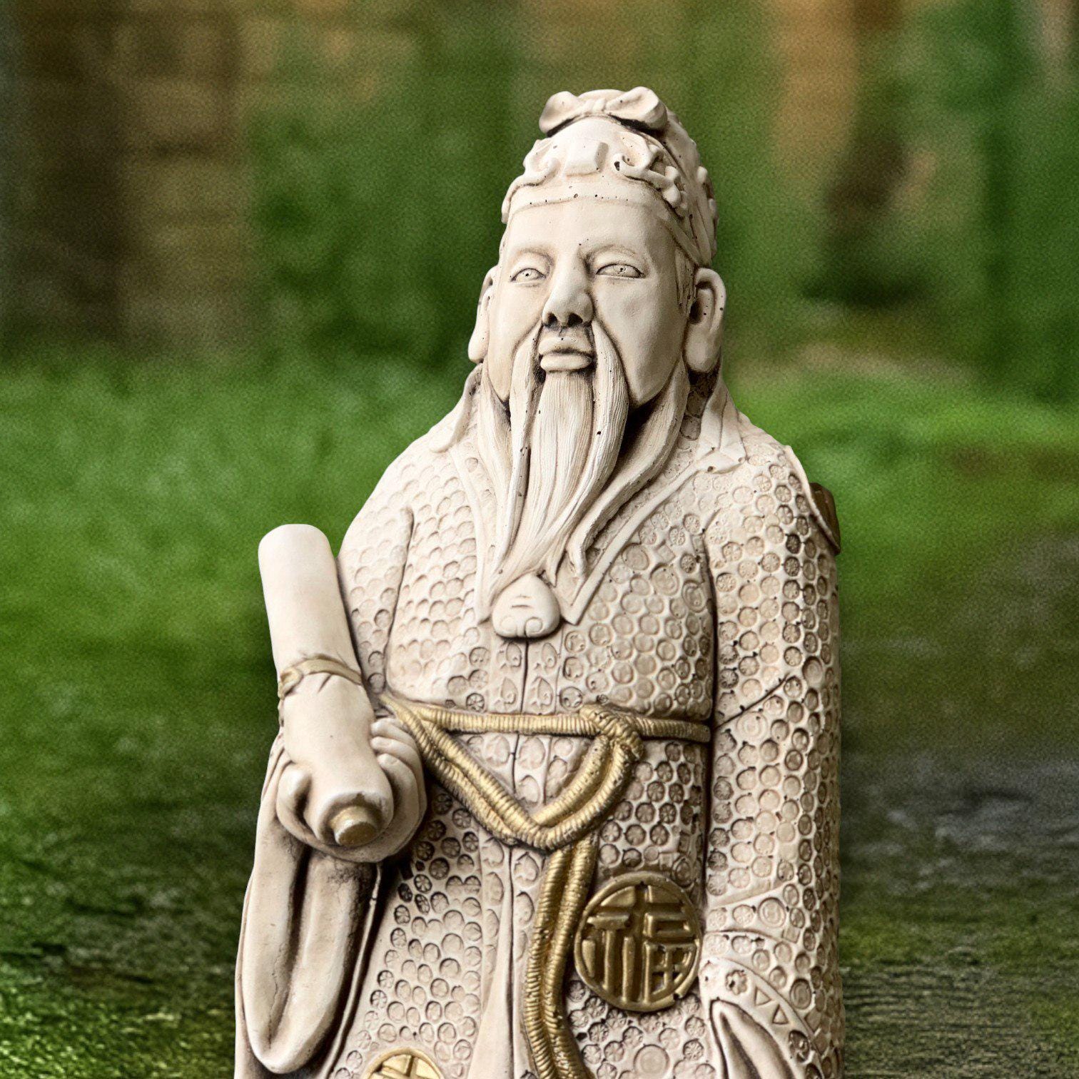 Large Chinese Man Sculpture Concrete Oriental Statue Stone Asian