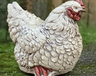 Estatua de pollo al aire libre, escultura de pollo realista para jardín de hormigón, adorno de pájaro de piedra, decoración de animales de granja de cemento, arte de pollo hecho a mano