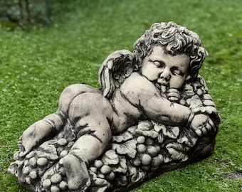 Concrete baby angel statue Stone cherub garden figurine Memorial angel decor Cement baby angel sculpture Handmade angel ornament Lover gift
