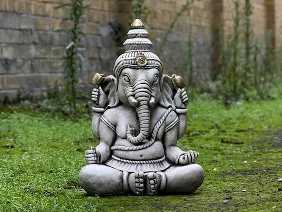 Large сoncrete Ganesha statue for garden Hindu еlephant God Idol Garden meditation decor Hindu Elephant God sculpture Concrete Hindu decor