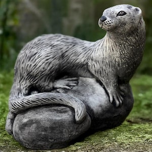 Concrete otter sculpture Stone otter statue Outdoor wild animal figurine Cement wildlife decoration Otter lover gift Garden decoration