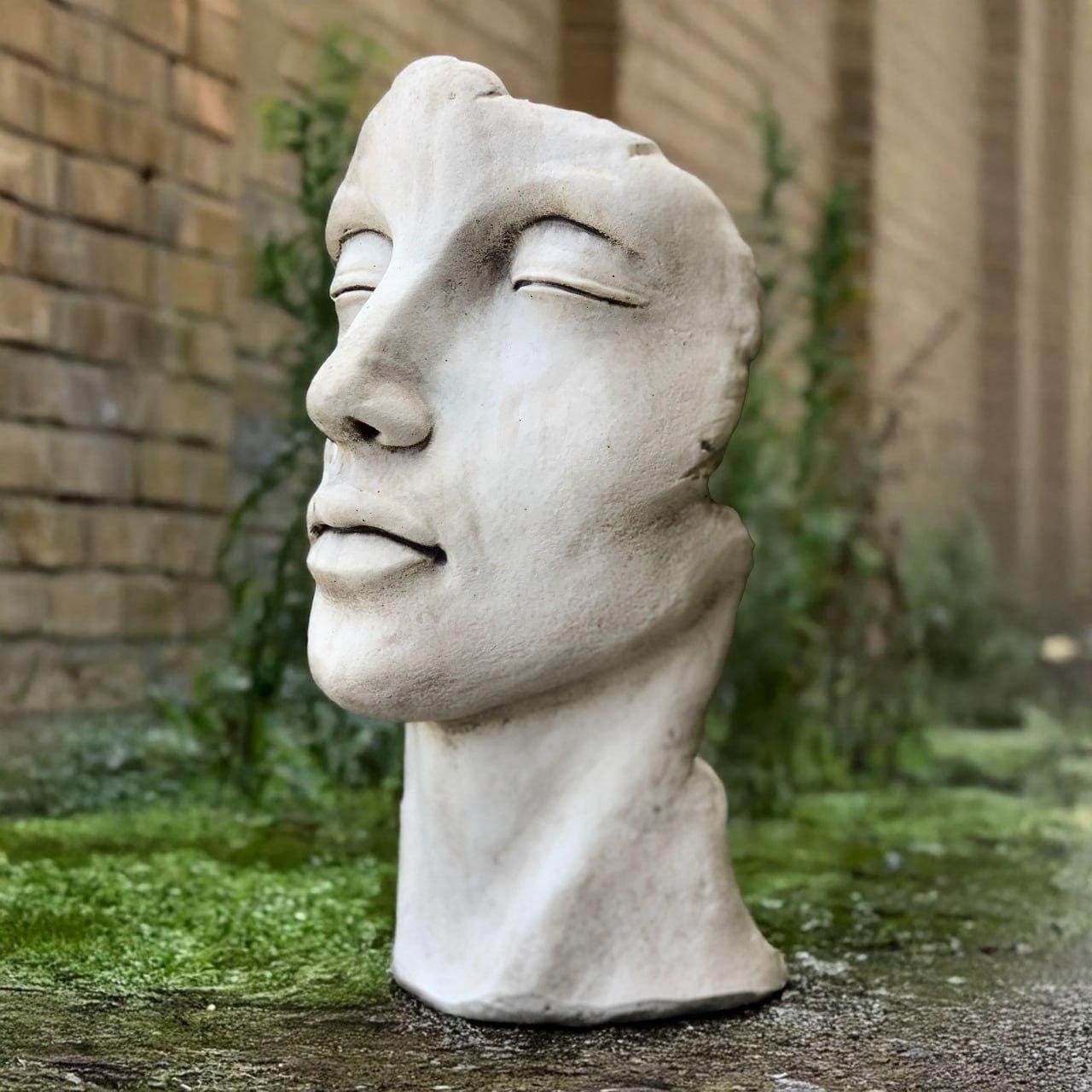 Large Face Sculpture Concrete Minimalist Head Statue Cement Human Bust ...