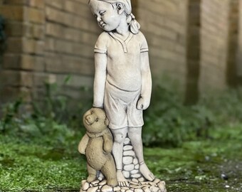 ヴィンテージイタリア製置物｜台座付き、手描き樹脂製子供2体セット