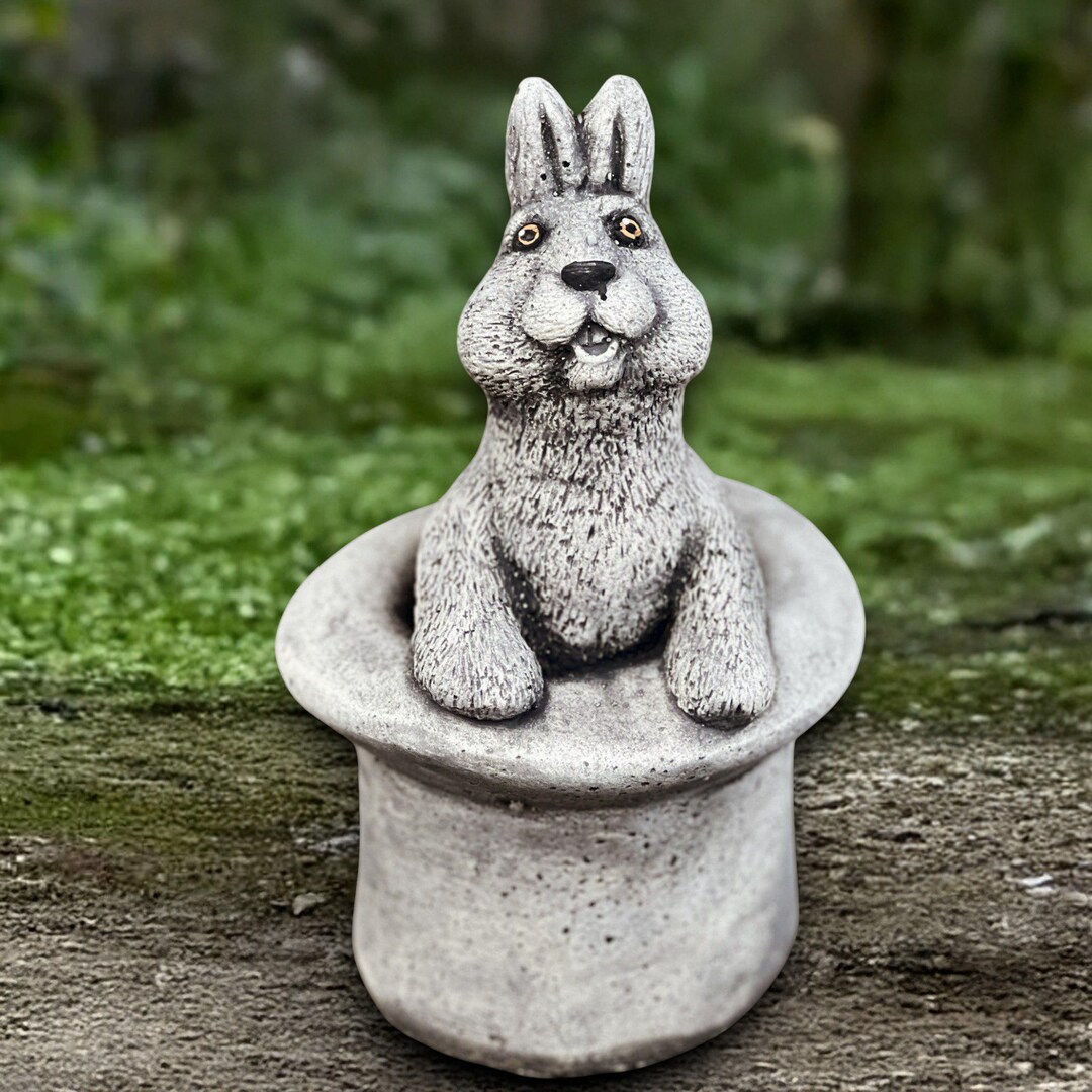 Stone Rabbit Sculpture Concrete Funny Bunny Statue Outdoor Rabbit ...