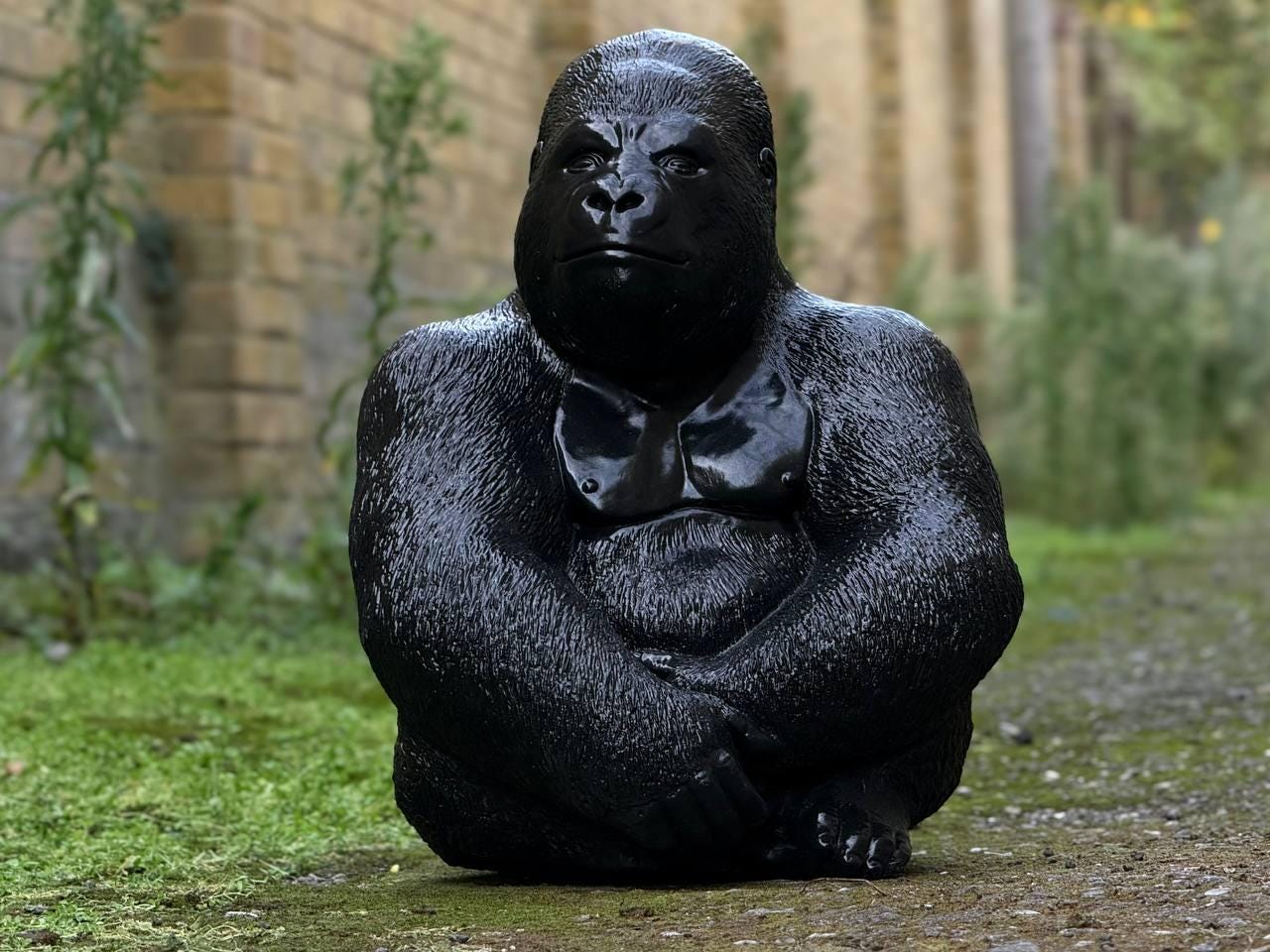 Large Gorilla Garden Figurine Concrete Gorilla Sculpture Black