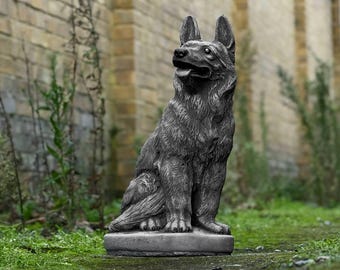 Enorme statuina di pastore tedesco, scultura commemorativa in pietra di cane tedesco, decorazione per cani da esterno, statuina in cemento per animali da giardino, regalo per amanti dei cani