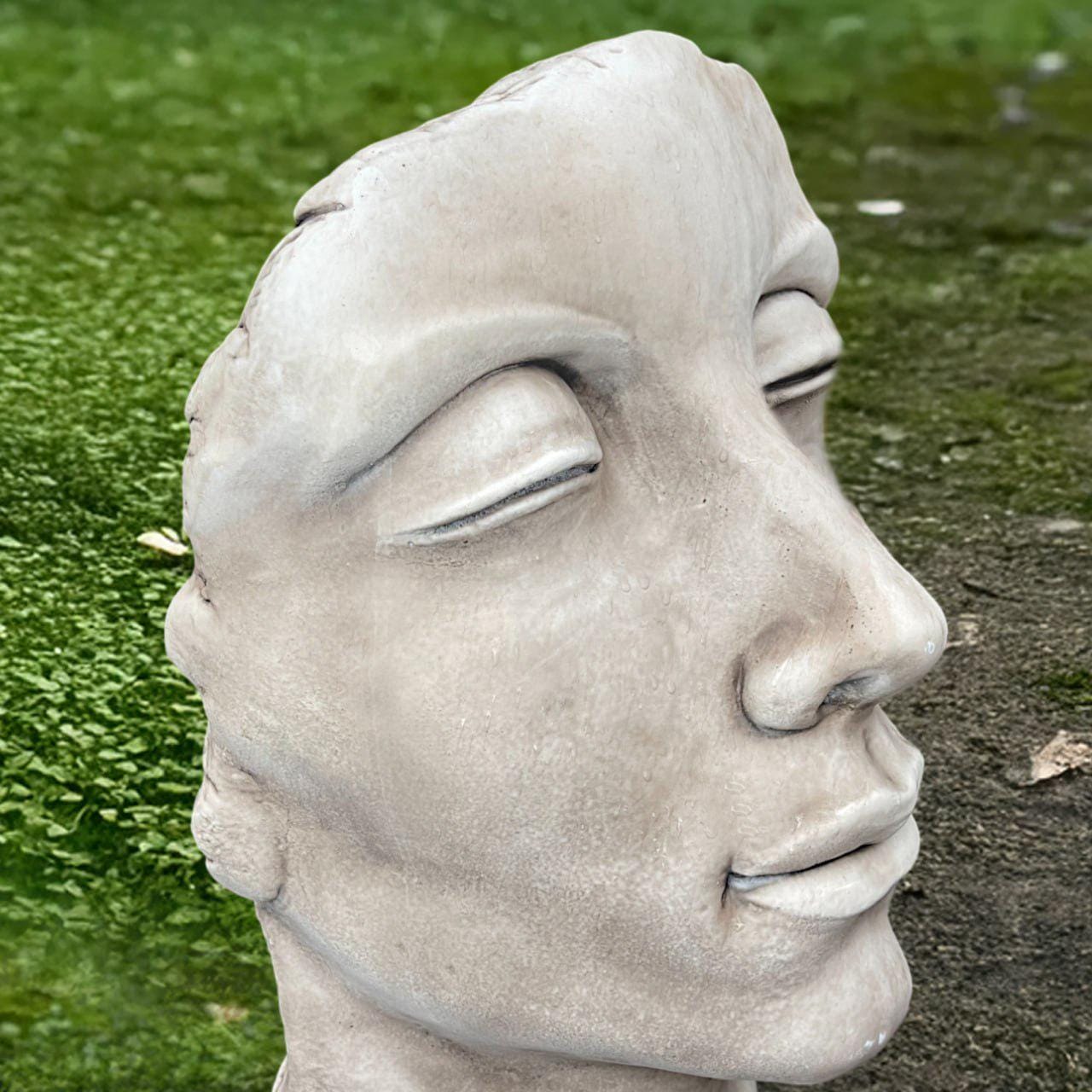 Large Head Sculpture Concrete Head Statue Outdoor Human Bust Figurine ...