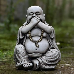 Śmiejąca się statua Buddy Nie słychać zła projekt dekoracji Ogród figurka medytacyjna Siedzący Budda ozdoba Zen rzeźba zewnętrzna Japoński prezent