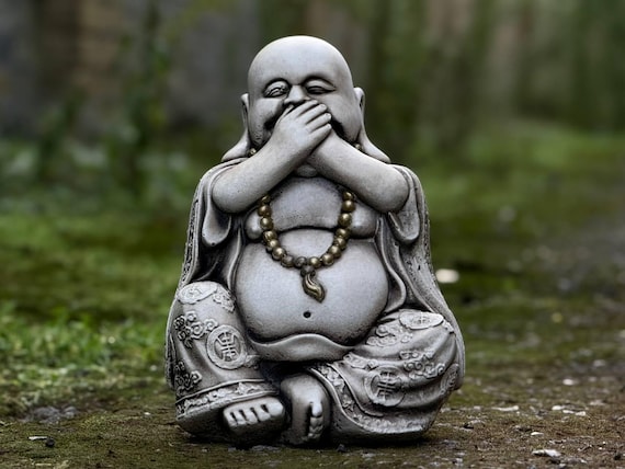 Laughing Buddha Statue Hear No Evil Design Decor Garden Meditation