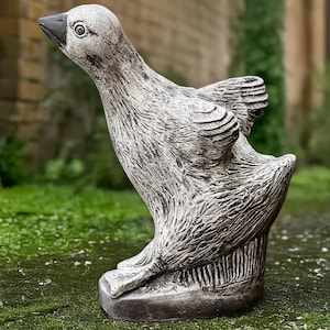 Outdoor bird figurine Concrete goose sculpture Stone duck statue Cement animal ornament Duck lover gift Handmade goose decoration Yard art