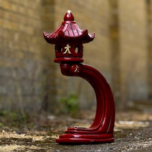 Fantasy large red pagoda statue Concrete lantern pagoda sculpture Outdoor japanese decoration Pagoda lover gift Zen garden ornament Gift